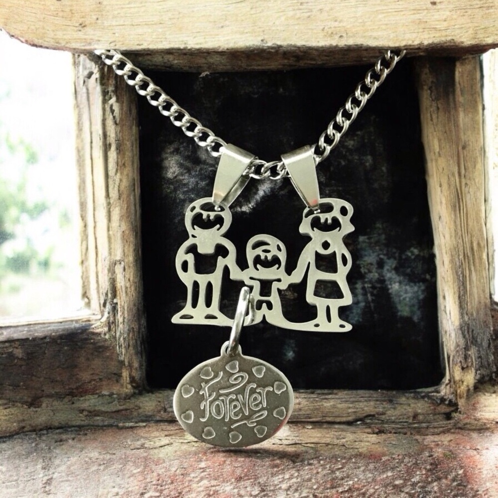 🆕 Family of Three Pendant Necklace Stainless Steel